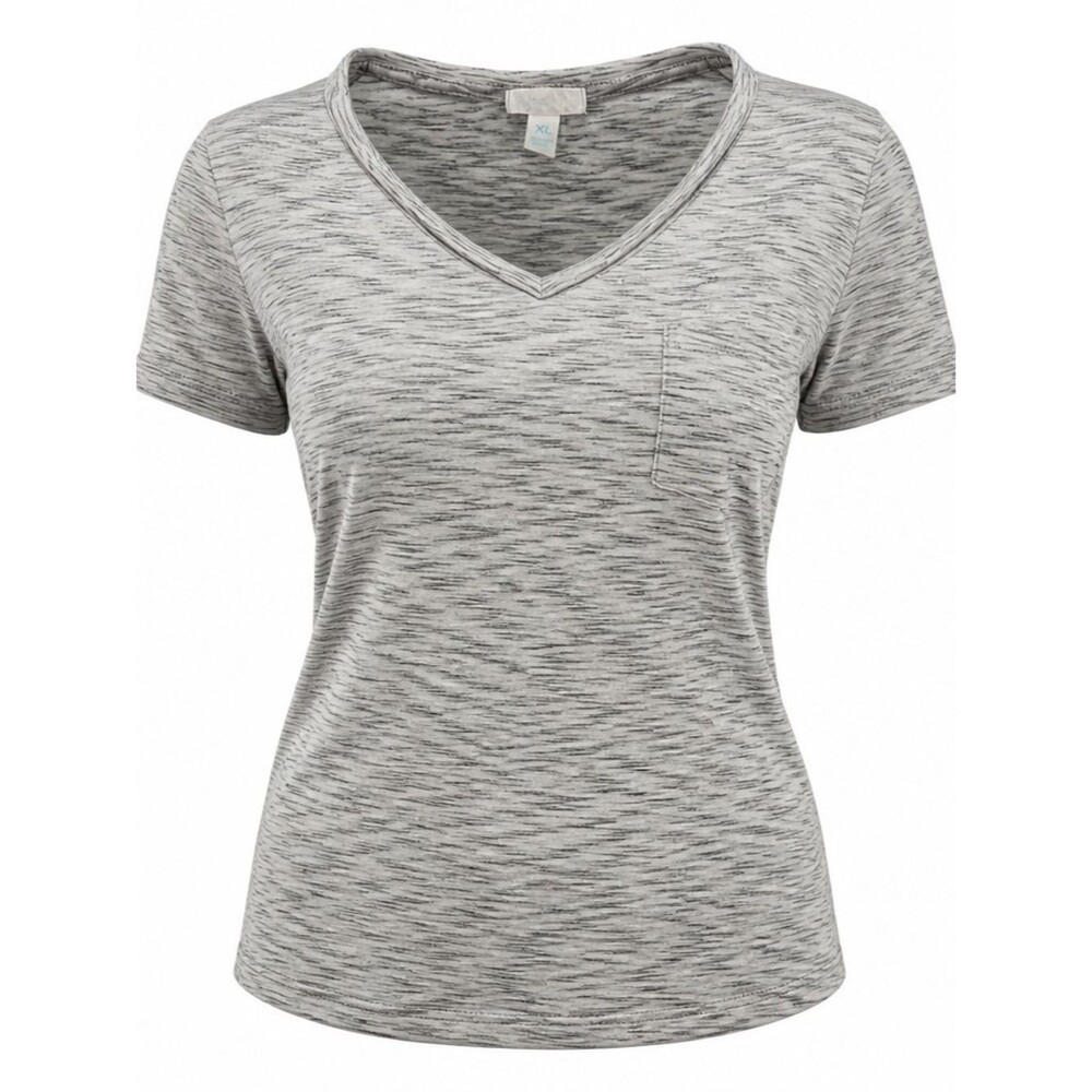 just be Gray Space-Dyed V-Neck Pocket Tee